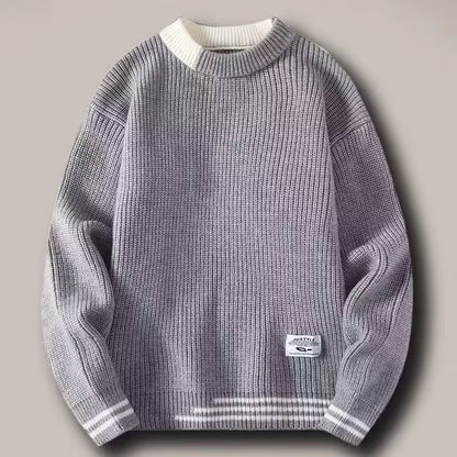 LORVENES Two Tone Collar Chunky Knit Sweater