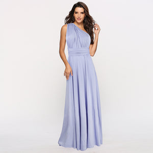 LORVENES backless halter maxi dress in flowing fabric, featuring a deep neckline and elegant design for formal occasions