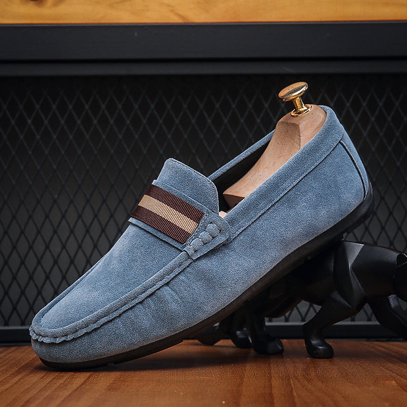 LORVENES Stripe Band Suede Loafers