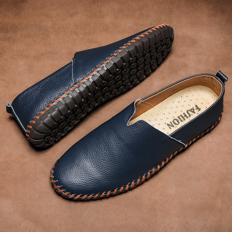 Men’s Textured Leather Slip-On Loafers