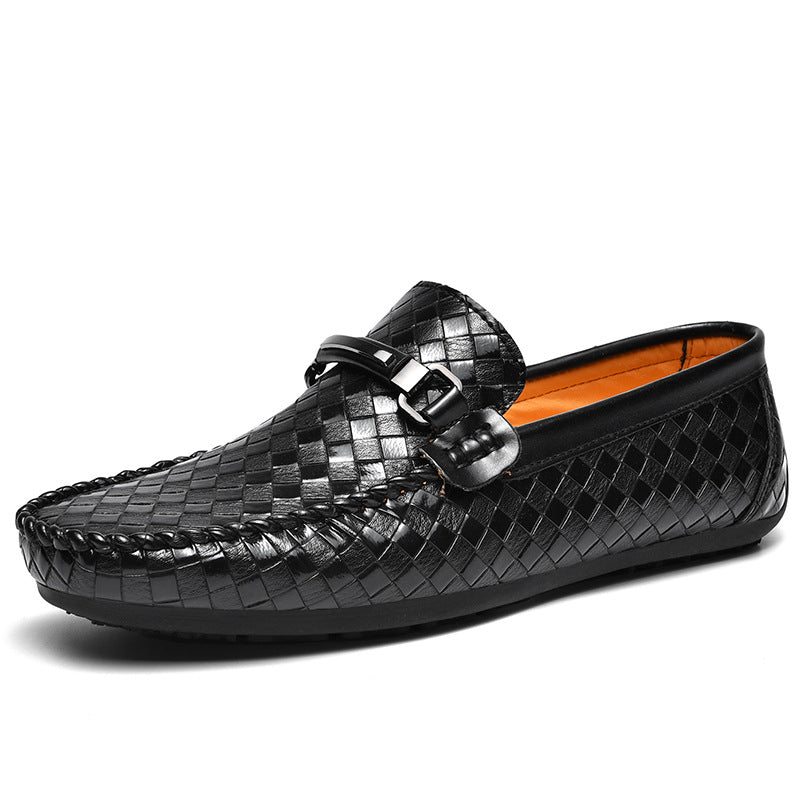Men’s Woven Leather Buckle Loafers
