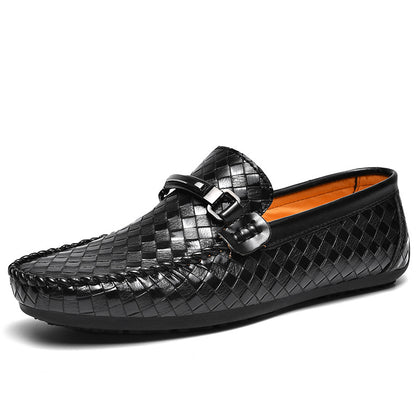 Men’s Woven Leather Buckle Loafers