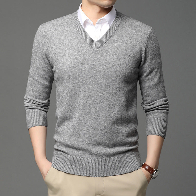 LORVENES Classic V Neck Knit Sweater