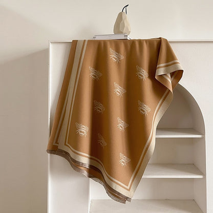 LORVENES Bee Jacquard Cashmere Touch Shawl