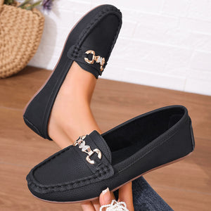 Crystal Bit Weiße Loafer