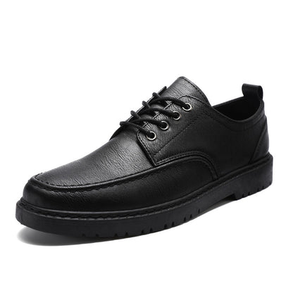 Men’s Black Textured Leather Lace-Up Shoes