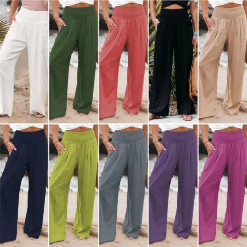 LORVENES Fashion Forward Wide Leg Pants Cotton