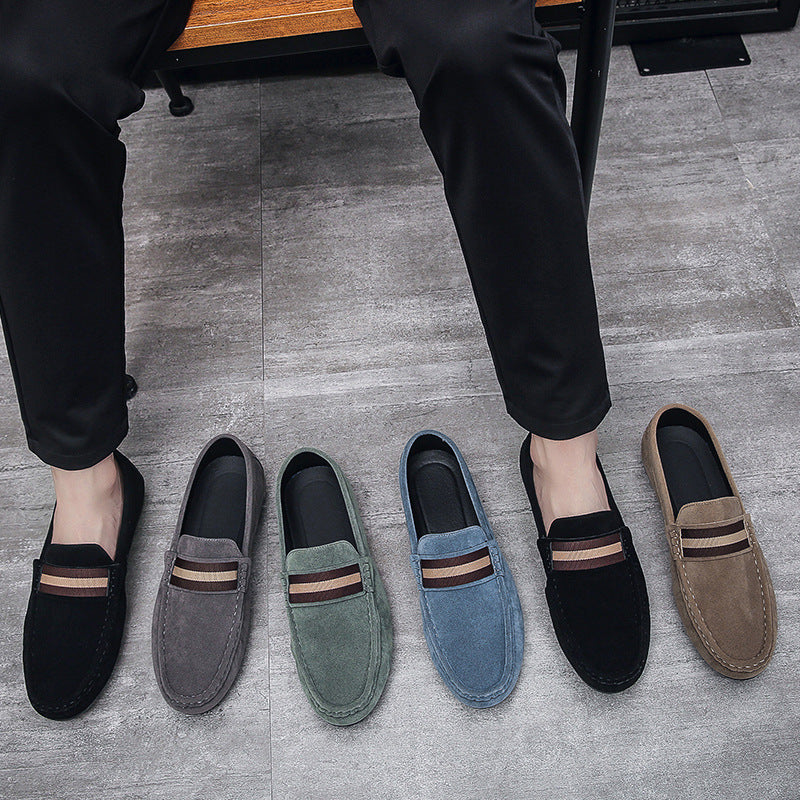 LORVENES Stripe Band Suede Loafers
