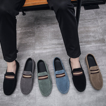 LORVENES Stripe Band Suede Loafers