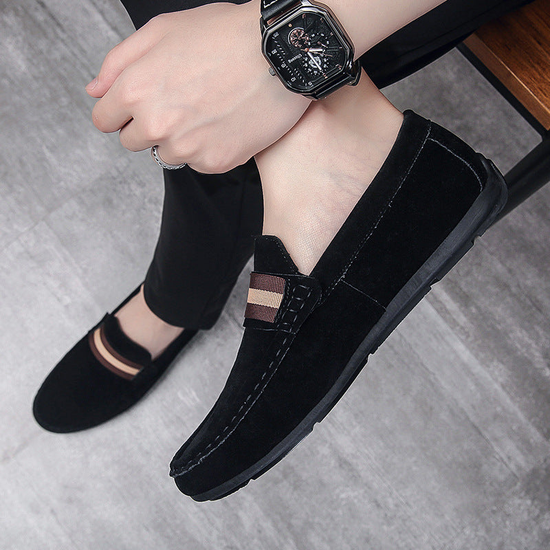 LORVENES Stripe Band Suede Loafers