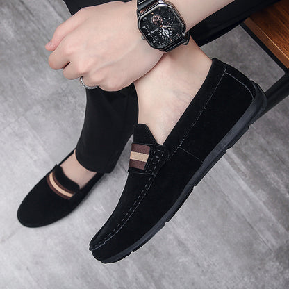 LORVENES Stripe Band Suede Loafers