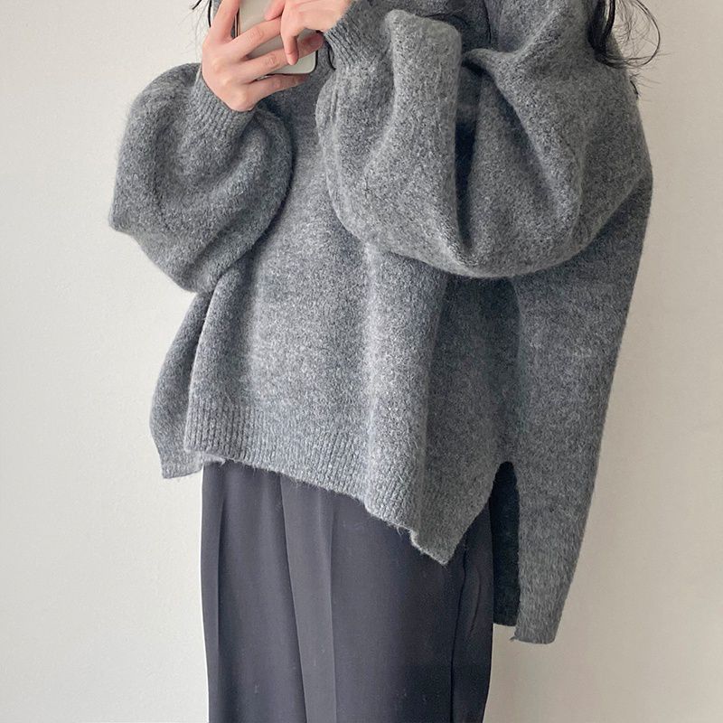 LORVENE Cropped Rib Pullover