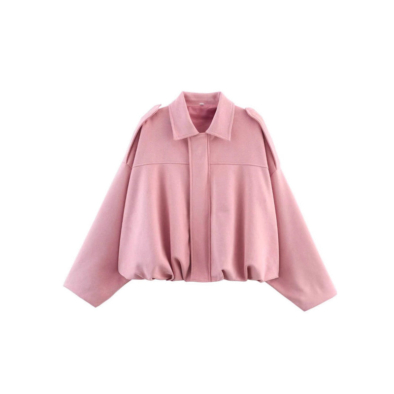 LORVENES women's suede textured lapel zipper bomber jacket for spring and autumn, stylish European and American fashion.