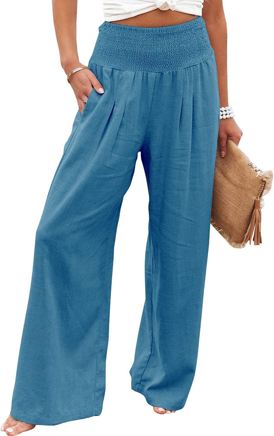 LORVENES Fashion Forward Wide Leg Pants Cotton