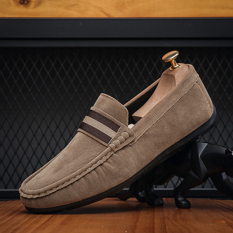LORVENES Stripe Band Suede Loafers