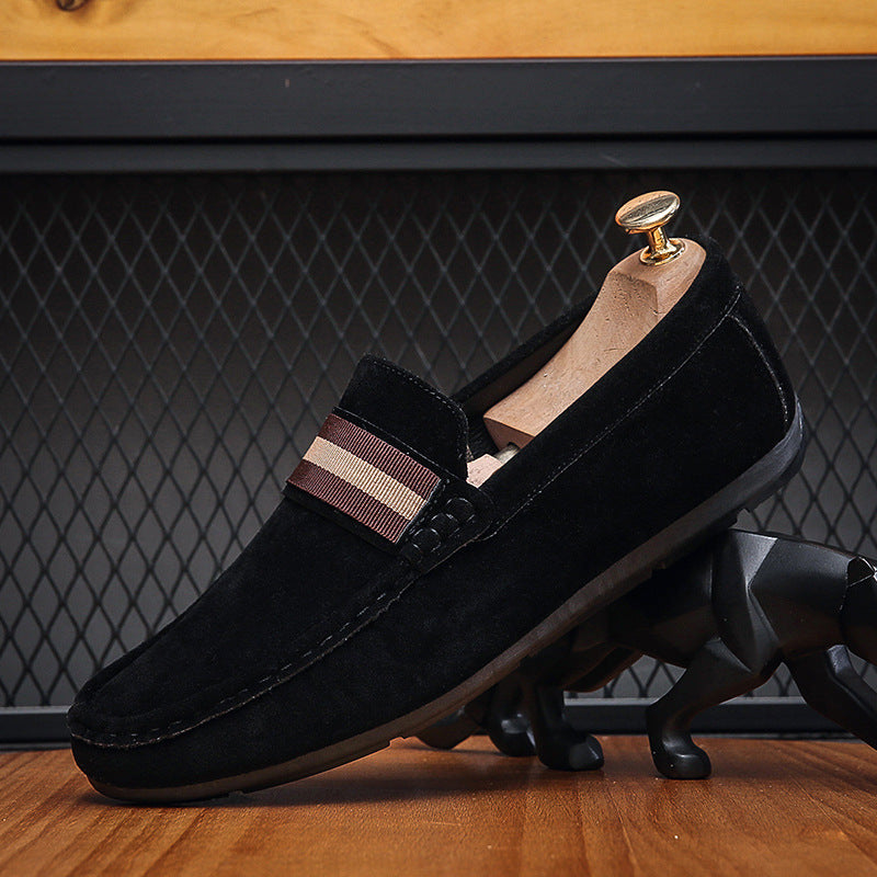 LORVENES Stripe Band Suede Loafers