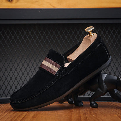 LORVENES Stripe Band Suede Loafers