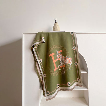 LORVENES Bee Jacquard Cashmere Touch Shawl