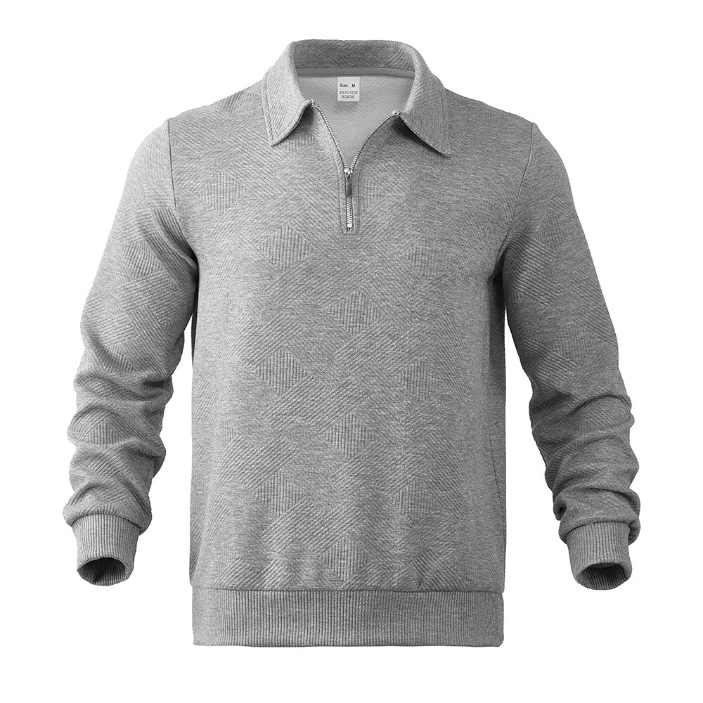 LORVENES Textured Half Zip Knit Polo