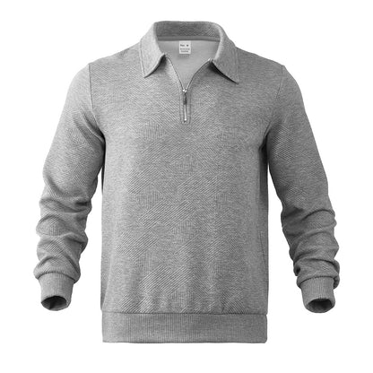 LORVENES Textured Half Zip Knit Polo