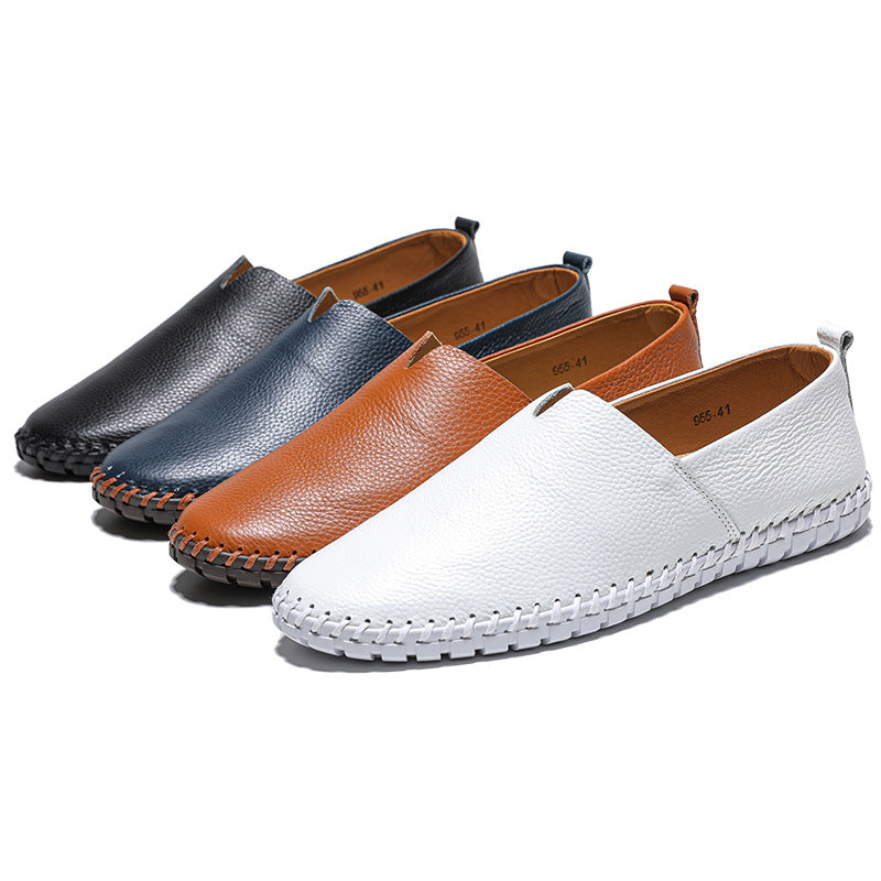 Men’s Textured Leather Slip-On Loafers