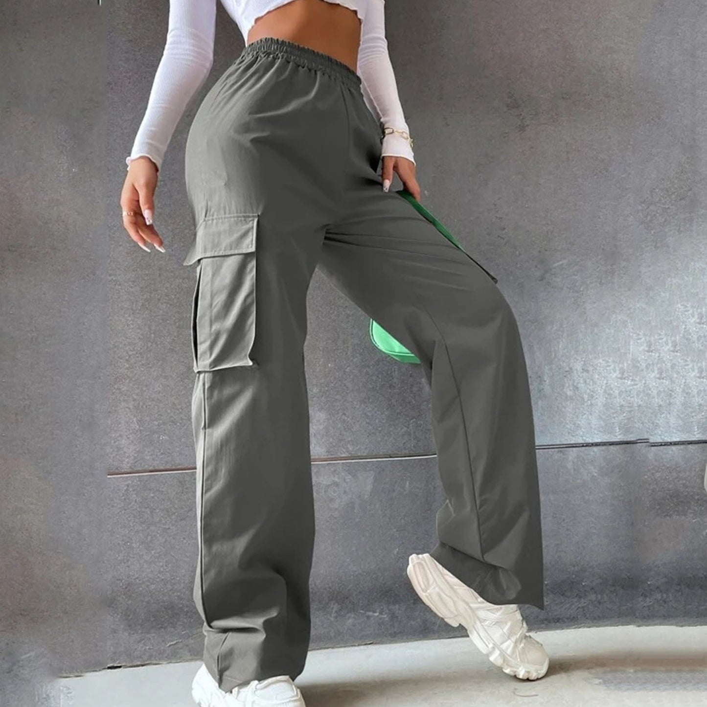 LORVENES Comfortable Elastic Waist Trousers
