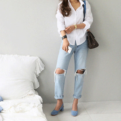 LORVENE  Pocket White Shirt