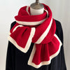 Knitted Border Scarf - Bright Red