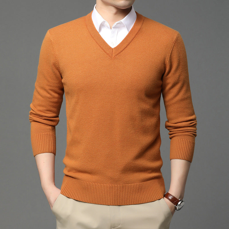 LORVENES Classic V Neck Knit Sweater