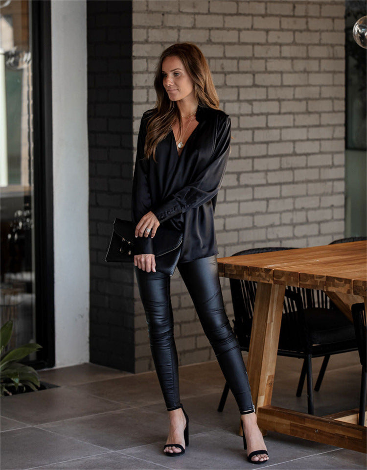 LORVENE Minimal Satin Shirt