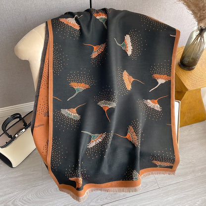 LORVENES Bee Jacquard Cashmere Touch Shawl