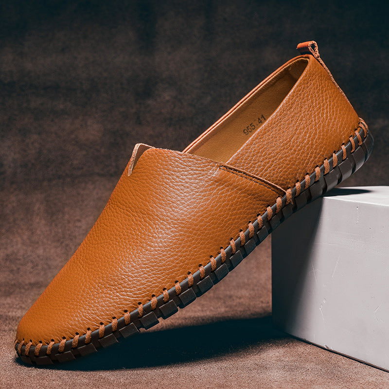 Men’s Textured Leather Slip-On Loafers