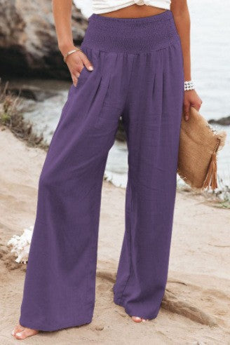 LORVENES Fashion Forward Wide Leg Pants Cotton