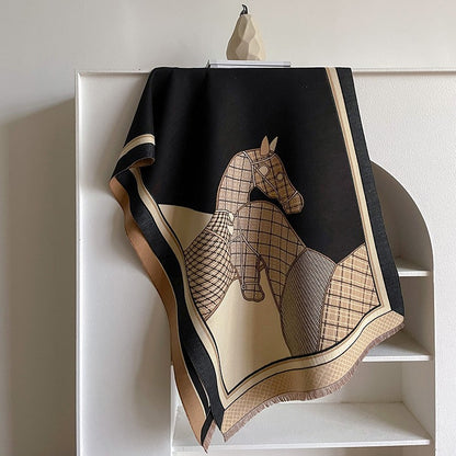 LORVENES Bee Jacquard Cashmere Touch Shawl