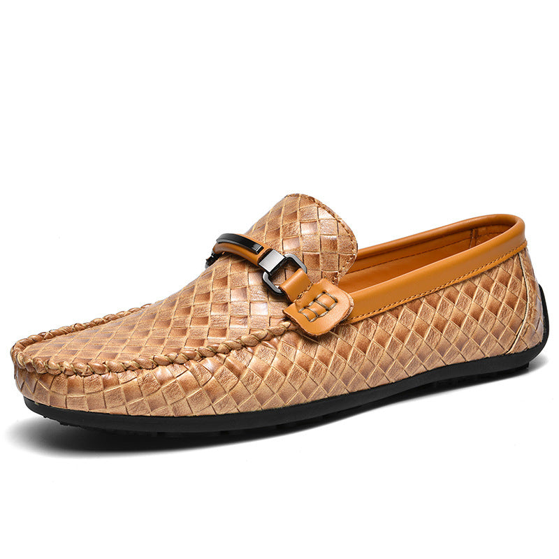Men’s Woven Leather Buckle Loafers