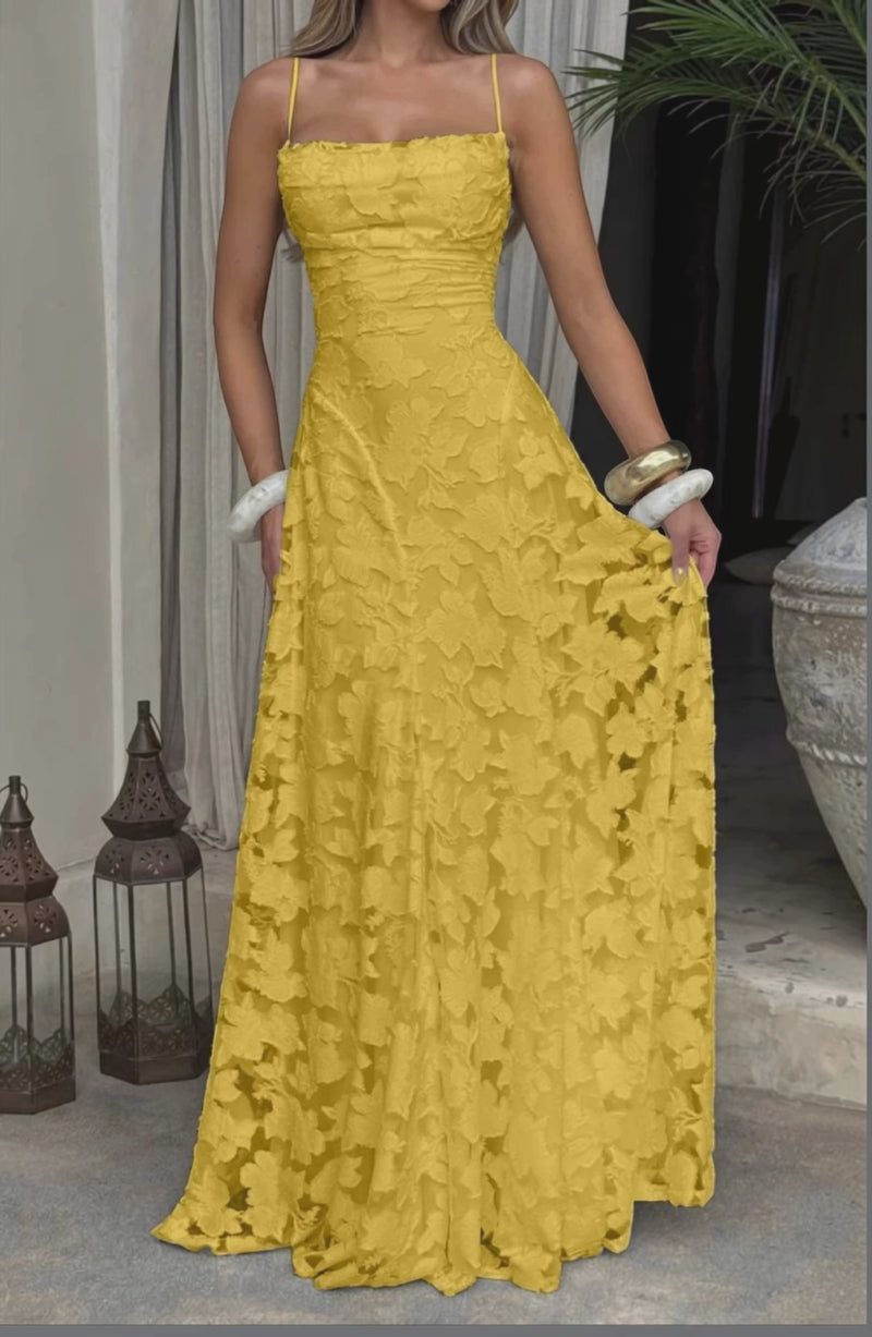 Elegant flowy bridal dress by LORVENES featuring a soft, flowing fabric and romantic silhouette, perfect for wedding attire.