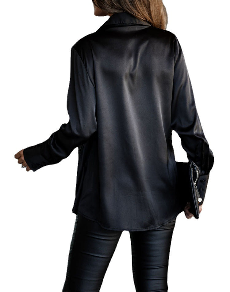 LORVENE Minimal Satin Shirt
