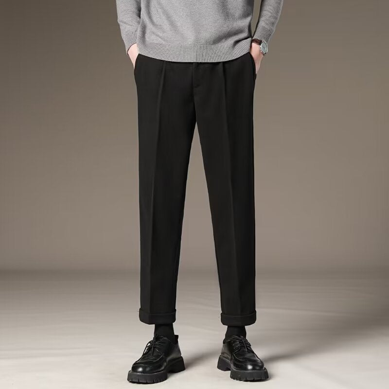 LORVENES Smart Straight Cut Dress Trousers