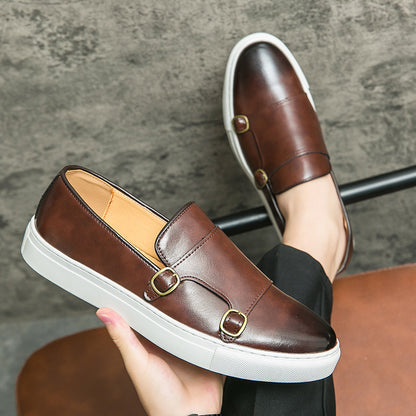 Men’s Dual-Buckle Leather Loafers