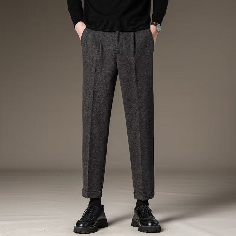 LORVENES Smart Straight Cut Dress Trousers