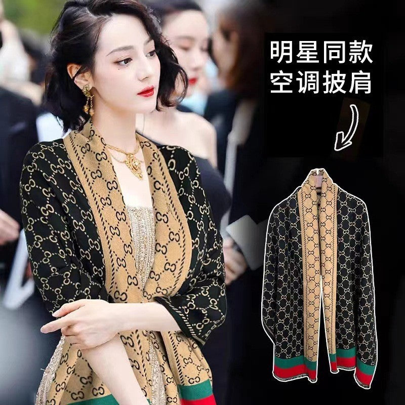 LORVENES Bee Jacquard Cashmere Touch Shawl