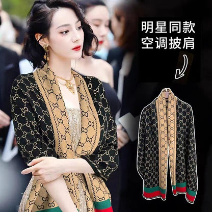 LORVENES Bee Jacquard Cashmere Touch Shawl