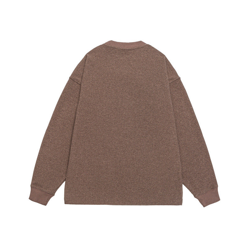 LORVENE Wusu Men's Wear Japanese fashion brand 2025 autumn letter print round neck sweatshirt, loose fit, large size for men and couples
