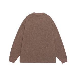 LORVENE Wusu Men's Wear Japanese fashion brand 2025 autumn letter print round neck sweatshirt, loose fit, large size for men and couples