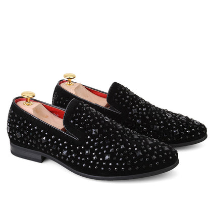 Men’s Luxury Crystal Studded Party Loafers