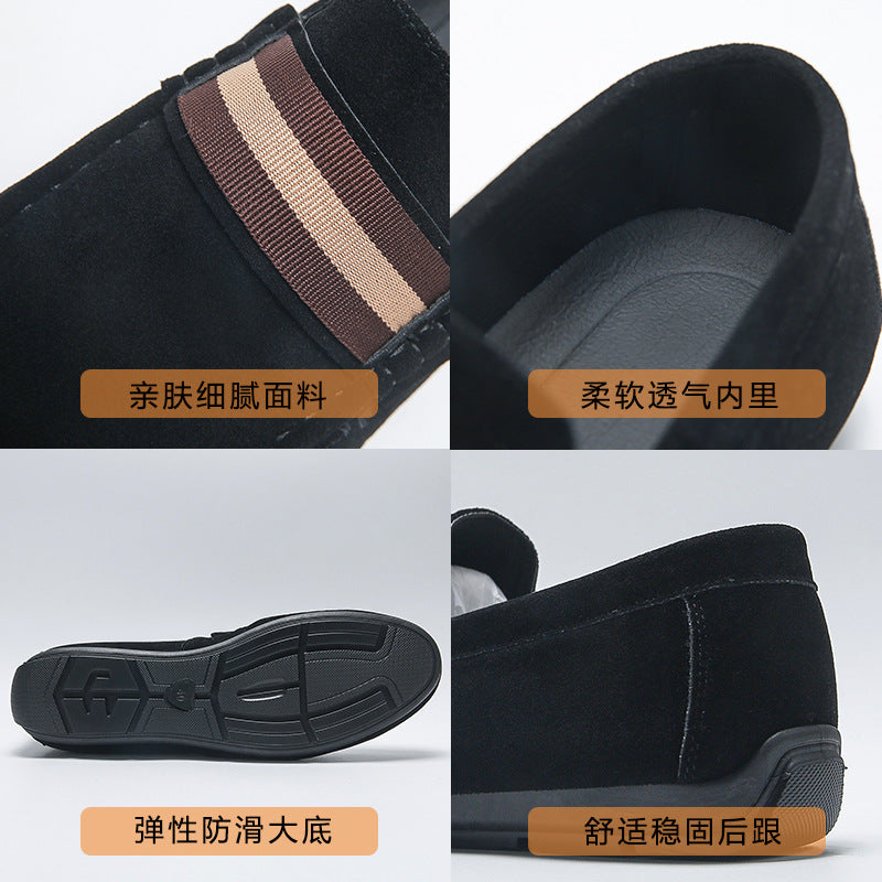 LORVENES Stripe Band Suede Loafers