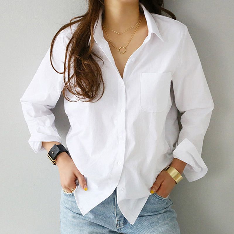LORVENE  Pocket White Shirt