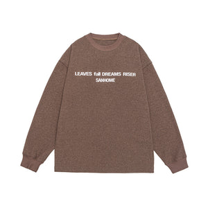 LORVENE Wusu men's Japanese fashion sweatshirt with letter print, loose fit, round neck, suitable for autumn 2025.