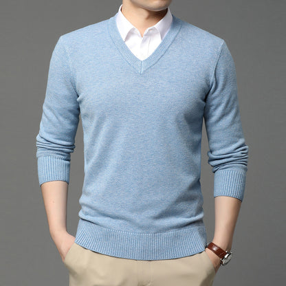 LORVENES Classic V Neck Knit Sweater