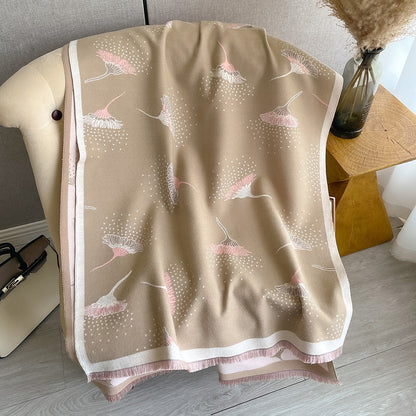 LORVENES Bee Jacquard Cashmere Touch Shawl